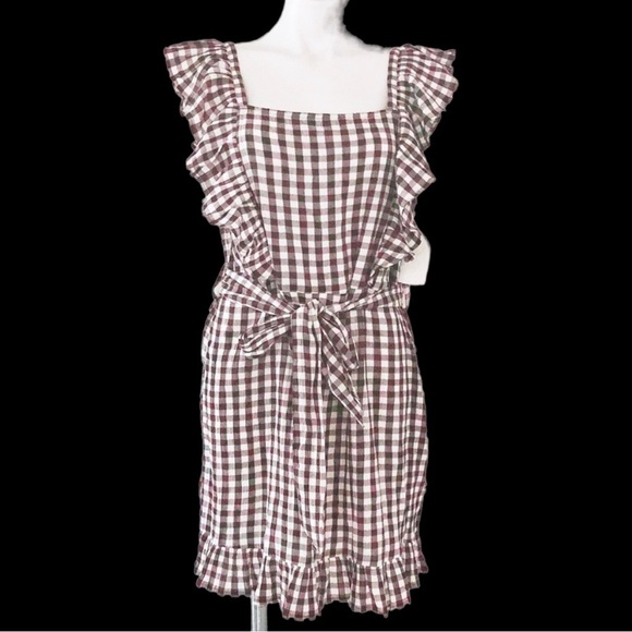Topshop Dress Gingham Ruffle Mini Size 8 New w/Tag - Picture 11 of 14